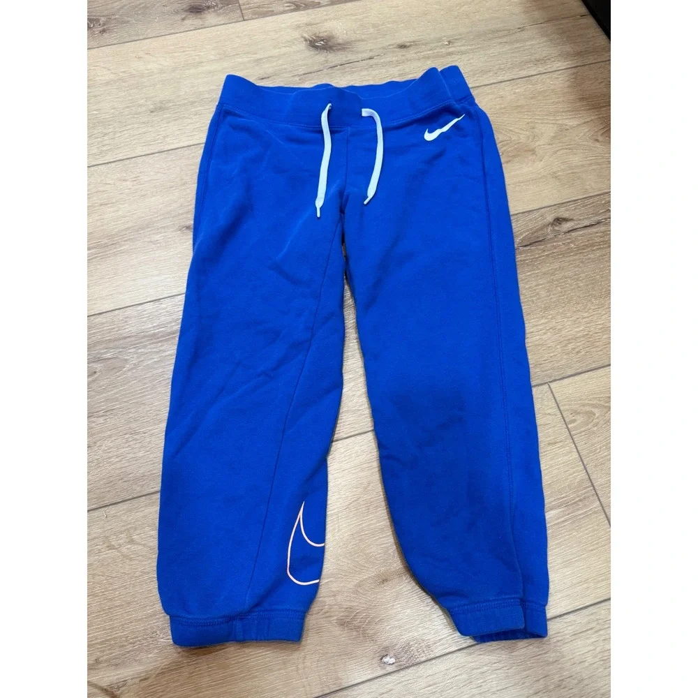 Nike Womens Royal Blue Sweatpants Joggers Pink Swoosh Size Small see‎ pics